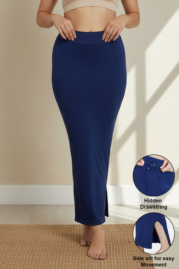 Buy Zivame All Day Seamless Mermaid Saree Shapewear With Removable Drawcord - Navy Blue